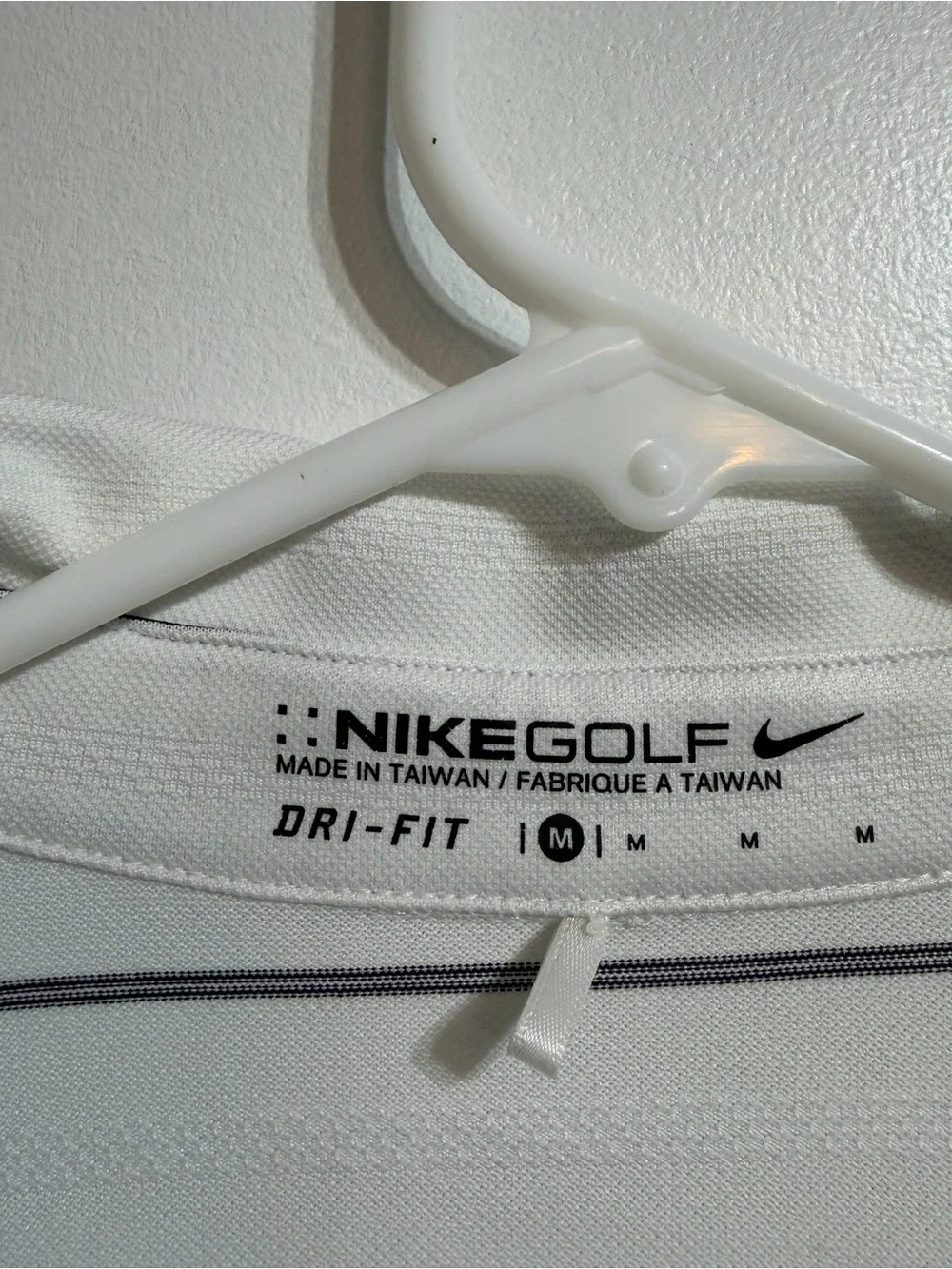 Nike Golf White Black Striped Sleeveless Dri-Fit Polo Shirt Size Medium